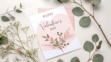 Valentine&rsquo;s Day Text Design, Greeting Card Background, Template Love Letter, Valentines Day Card, Elegant Valentine&rsquo;s Day Greeting Card Template, Card With Flowers