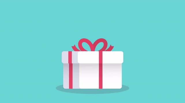 Present, gift box icon. 4k video animation