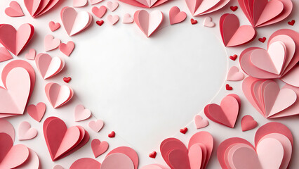 Red Heart Frame Template, Valentine&rsquo;s Day Love Concept with Romantic Design, Greeting Card Background, Romantic Template Mockup, Valentines Day Card With Hearts.