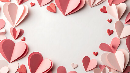 Red Heart Frame Template, Valentine&rsquo;s Day Love Concept with Romantic Design, Greeting Card Background, Romantic Template Mockup, Valentines Day Card With Hearts.