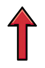 Fototapeta premium Graphic a red arrow pointing upwards, with a black background and a red border