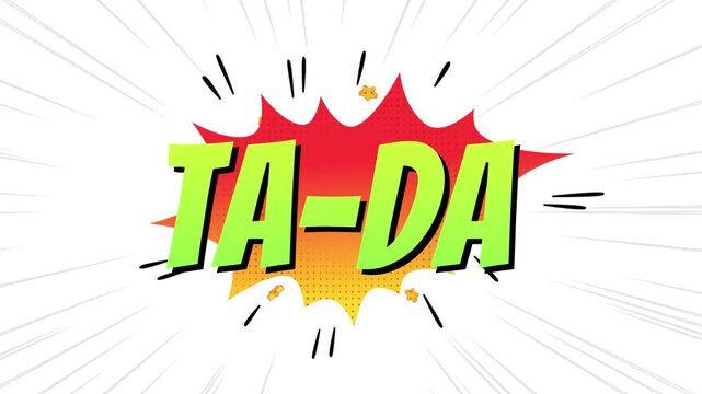 Ta-Da Pop Art Comic Text Animation &ndash; Surprise Reveal Cartoon Motion Graphic