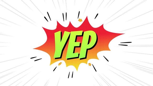 YEP Comic Style Pop Art Text Animation with Bold Cartoon Typography on White Background