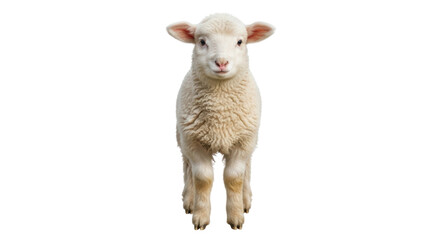 Adorable lamb isolated PNG on transparent background, cute baby sheep with fluffy wool for spring, Easter and farm animal themes © Matej