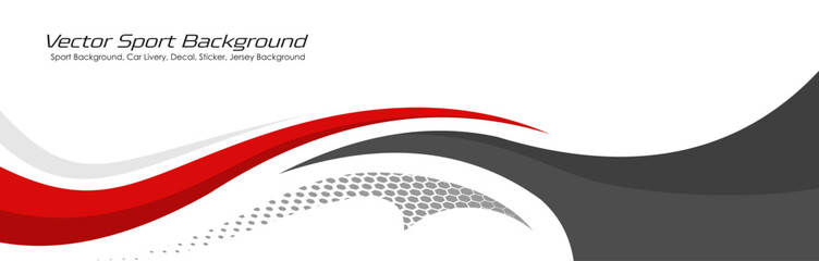 Design wrap decal or livery design. Abstract racing graphics red and gray backround. Editable vector template EPS 10 © Ka Rang