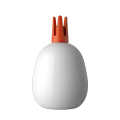 White ceramic essential oil diffuser with orange crown-shaped cap, aromatherapy device, isolated PNG with Transparent Background