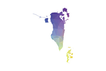 Obraz premium Bahrain Map - Polygon Style Vector Illustration in Rainbow Gradient, Low Poly Multicolor Geometric Design, Isolated on White Background, Suitable for Reports, and Creative Projects.