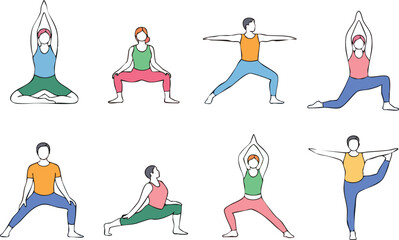 Girls Doing Sport and Fitness Exercises in Various Poses  Healthy Active Lifestyle Workout Collection