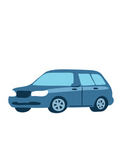 Fototapeta premium modern blue automobile photographed on white background
