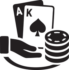 Blackjack Casino Table Black Vector Icon Isolated on White Background