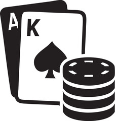 Blackjack Casino Table Black Vector Icon Isolated on White Background