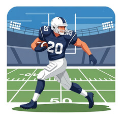 Fototapeta premium American Football Player Running Ball.