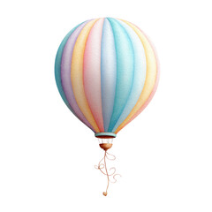 Fototapeta premium A vibrant, detailed illustration of a whimsical hot air balloon with colorful pastel stripes