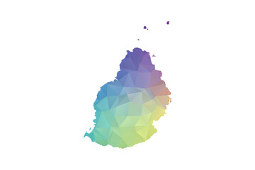 Mauritius Map - Polygon Style Vector Illustration in Rainbow Gradient, Low Poly Multicolor Geometric Design, Isolated on White Background, Suitable for Reports, and Creative Projects. © Whatever