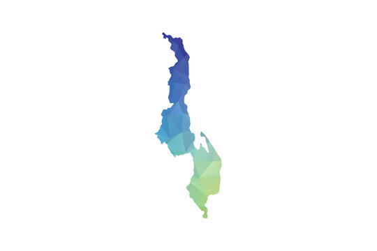 Malawi Map - Polygon Style Vector Illustration in Rainbow Gradient, Low Poly Multicolor Geometric Design, Isolated on White Background, Suitable for Reports, and Creative Projects.
