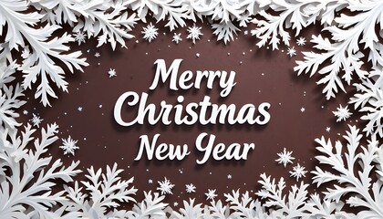 White Paper Cut Snowflake Greeting Background Merry Christmas and Happy New Year Winter Origami Vector Banner Design