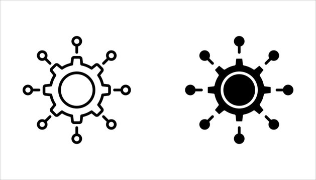 Function and Settings Icon Set Gear, Configuration and System Symbols Vector Collection.
