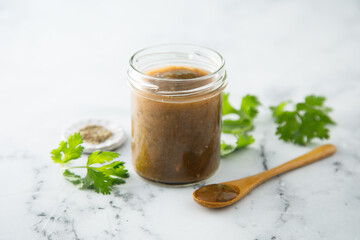 Homemade green plum sauce