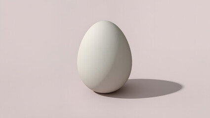 White egg on neutral background with soft shadow