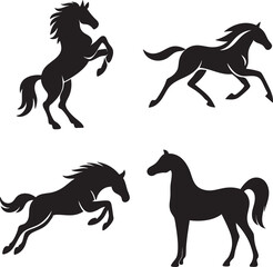 Racing Black Horse Vector Illustration