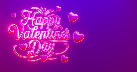 Happy Valentine's Day Banner Greeting Card Heart Candy Shape. 3d render. 