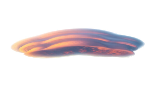 Abstract lenticular cloud isolated PNG on transparent background, atmospheric phenomenon with smooth gradient colors for design elements