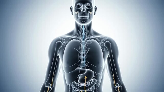 Human Anatomy Xray View Internal Organs Visible.
