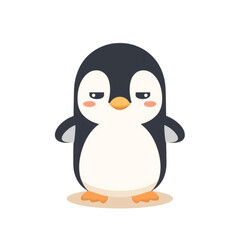 Obraz premium Cute Penguin Character Feeling Sleepy Flat Vector Illustration