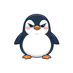 Fototapeta premium Cute Penguin Character Feeling Angry Flat Vector Illustration