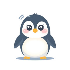 Obraz premium Cute Penguin Character Feeling Surprised Flat Vector Illustration