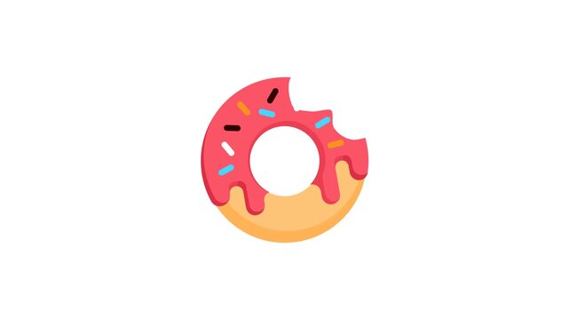 Donut animation transparent background with sprinkles rotating slowly on white