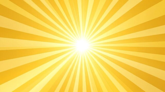Abstract yellow sunburst background with radial rays emanating from a bright central point.