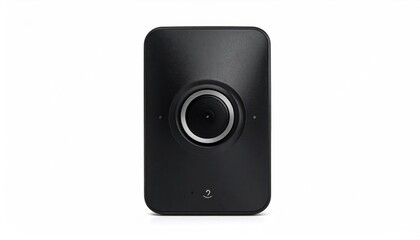 Fototapeta premium Black Smart Home Device with Central Control Button.