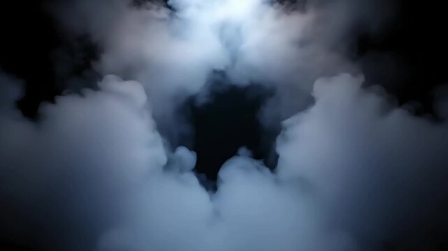 Dramatic Sky with Dense White Clouds and Dark Shadows Forming a Mysterious Atmosphere