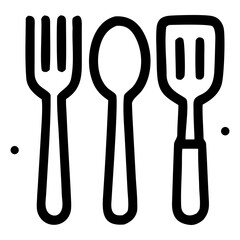Minimalist black and white kitchen utensils icon set