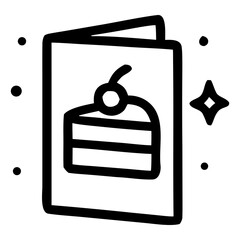 Minimalist birthday card icon with cake and cherry design