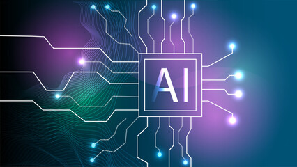 Fototapeta premium AI Processor Chip Icon Representing Artificial Intelligence Technology Concept
