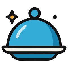 Colorful vector illustration of a food cloche with sparkling effect