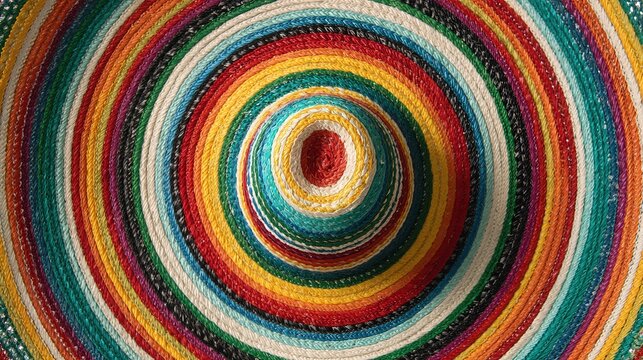 Handcrafted Multi-Color Sombrero Hat with Dynamic Concentric Ring Pattern