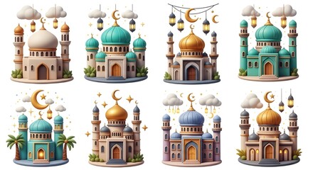 Obraz premium Clay version of a mosque sticker 