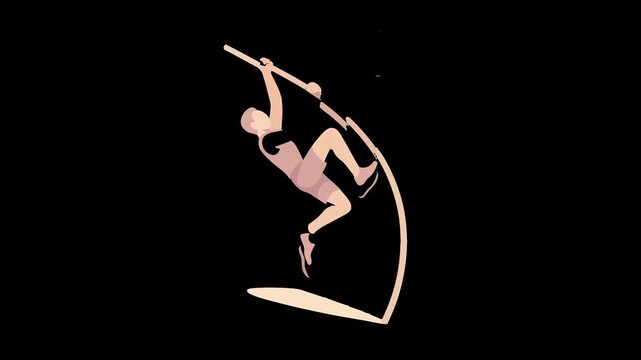 Stylized illustration of a pole vaulter in action Keywords: pole vault, athlete, sport