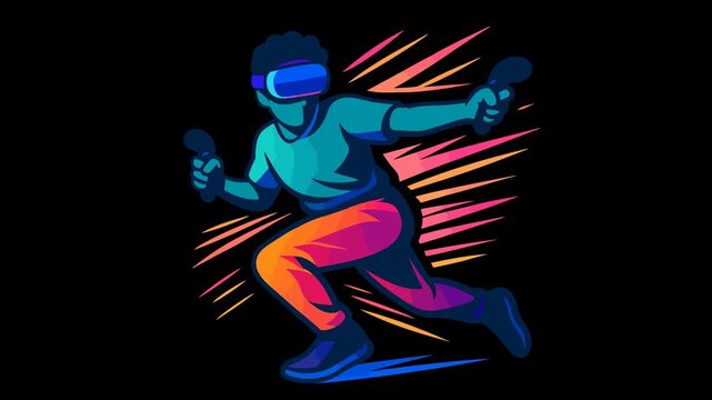 Person playing virtual reality game with controllers