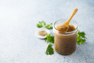 Homemade green plum sauce