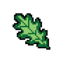 Obraz premium Pixel Art Green Oak Leaf Sprite
