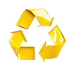 Recyclable Materials Yellow Recycling Symbol isolated [Transparent Background PNG].