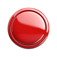 Red button. Isolated. Blank. 3d illustration. [Transparent Background PNG].