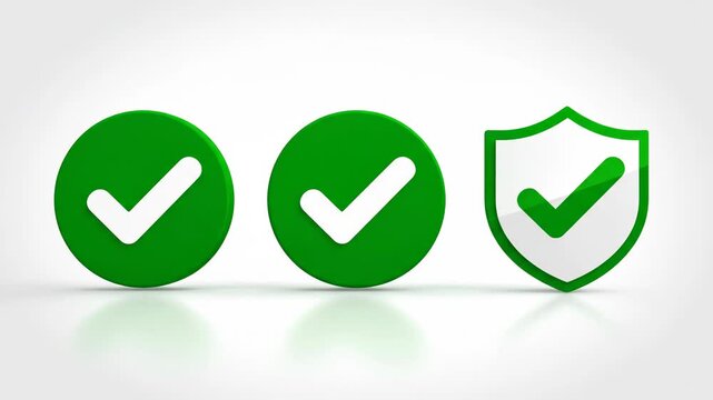 Green check mark approval icons signifying success and validation