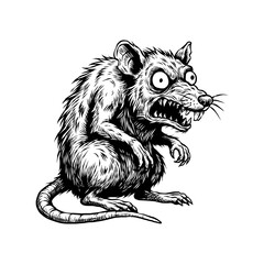 abstract illustration of a vicious rat hand drawn vector