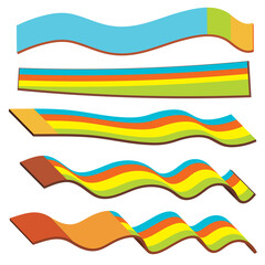 Collection of flowing paper line art patterns