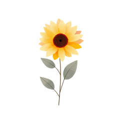 Naklejka premium A vibrant, watercolor-style sunflower blooms against a stark, black background